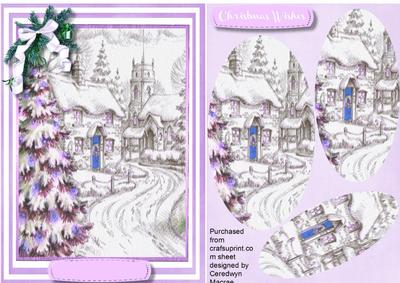 Beautiful Church Scene in Lilac 