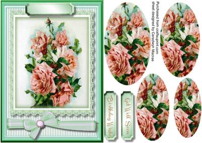 Beautiful Pink Roses on Lace with Bow