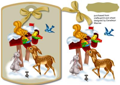 Lovely Topper or Tag , Animal Christmas 