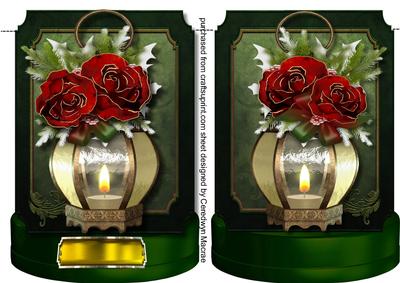 Lovely Tent Card ,christmas Lantern and Rose S
