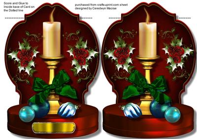 Lovely Shaped Tent Card , with Christmas Candle 