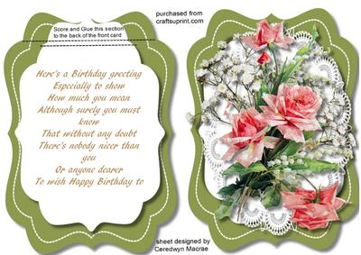 Lovely Tent Card with Kline Roses 