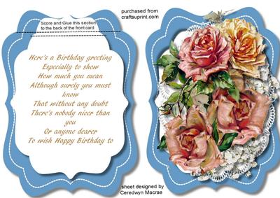 Lovely Tent Card Withmixed Roses and Verse 
