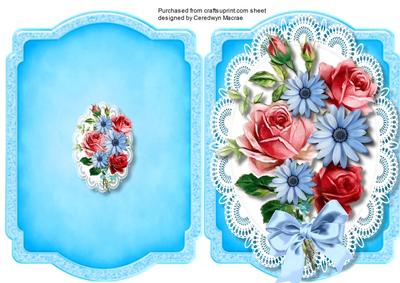 Print and Fpld, Lovely Mixed Roses on Lace 