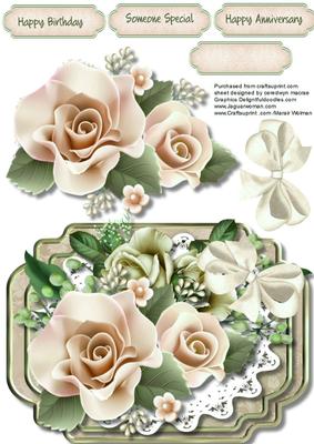 Beautiful Cream Roses in a Bracket Frame