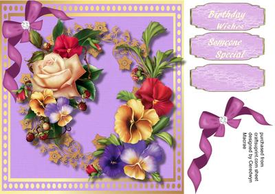 Beautiful Pansy's on Gold 