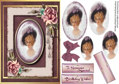 Lovely Pyramid Vintage Lady on Lace 