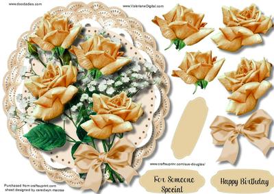 Lovely Cream Roses on Double Lace 