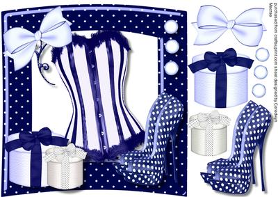 Lovely Royal Bluel Shaped Card Withbask and Accessories
