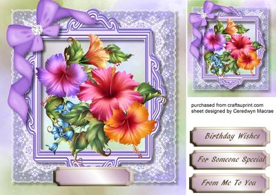 Beautiful Mixed Flowers on Lace 