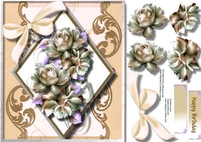 Lovely Flowers on a Diamond Mat , Buff