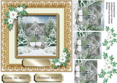 Beautiful Scene with Poinsettias in Gold 