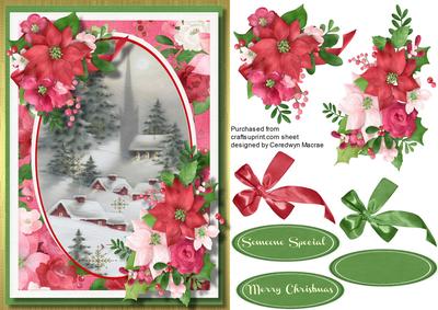 Beautiful Snow Scene and Festive Flowers