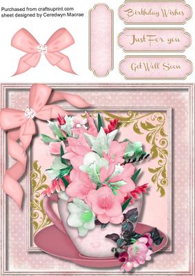Lovely Shabby Chis Pink Fressias in a Cup 