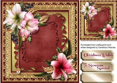 Beautiful Amaryllis on Gold and Wine 