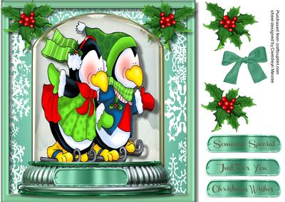 Snow Globe , Skating Penguins 