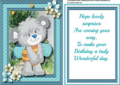 Honey Bears Birthday Wish , with Verse