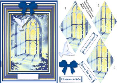 Beautiful Church Window with Dove of Peace , Pyramid