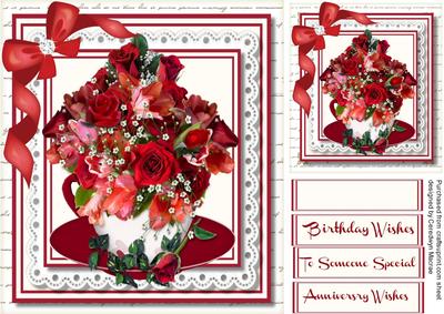 Birthday or Anniversary Mixed Flowers in a Cup