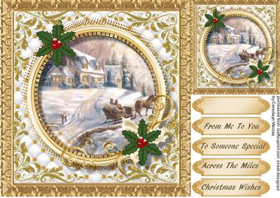 Beautiful Christmas Scene in a Gold Frame