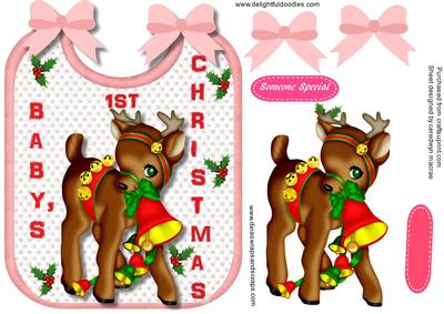 Baby's Girl's 1st Christmas Bib .
