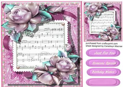 Lovely Roses on Sheet Music Pink 