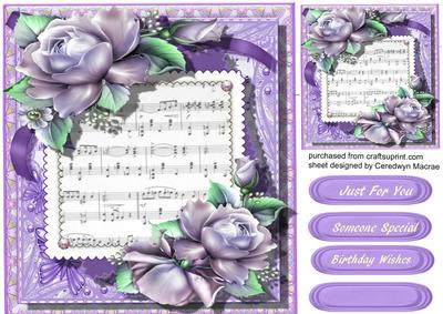 Lovely Roses on Sheet Music Lilac 