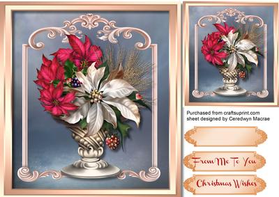 Beautiful Bowl of Red and Gold Poinsettias