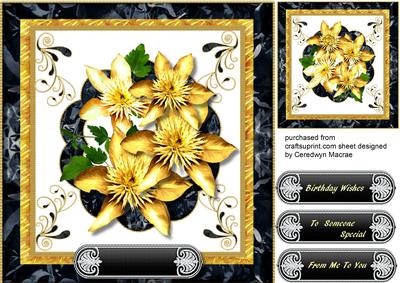 Lovelyart Deco Flowers on Black and Yellow 
