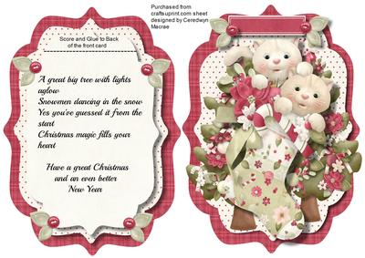 Tent Card with Verse, Kittys Christmas Stocking