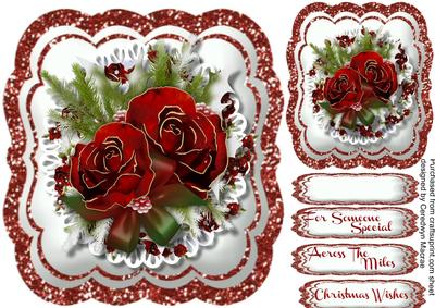 Beautiful Christmas Roses on a Lace Mat 