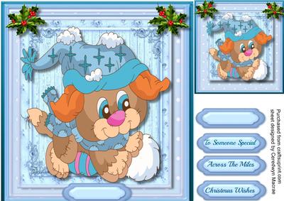 Santa's Christmas Puppy Playing Snowballs