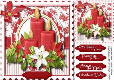 Christmas Candles in a Postage Frame 
