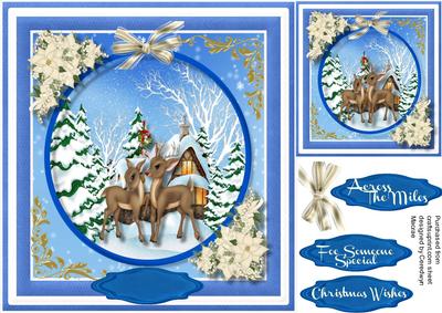 Lovely Christmas Deer and White Poinsettias 