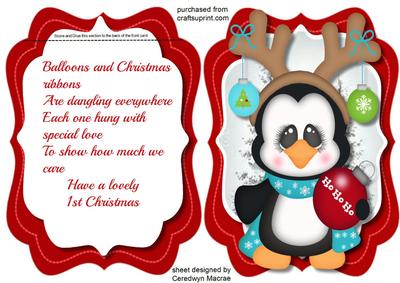 Tent Card with Verse, Penguins 1st Christmas 