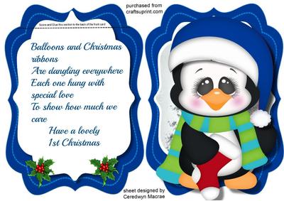 Tent Card with Verse, Pengins 1st Christmas