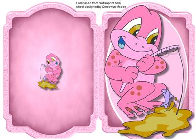 Print, Cut, and Fold , Pink Frog Fishing 