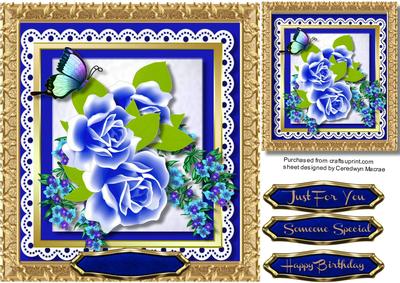 Beautiful Blue Flowers on Lace 