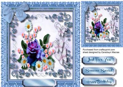 Beautiful Flowers and Butterfly's Blue
