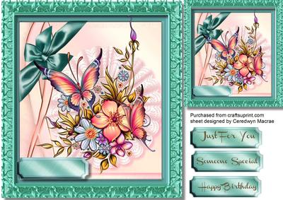 Beautiful Flowers on a Frilled Lace Mat , Green