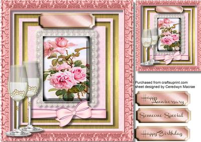 Lovely Pink Roses on Lace with Glasses 