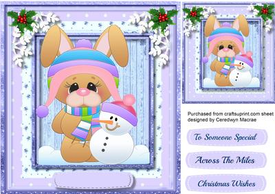 Lovely Snow Bunny and Snowman 