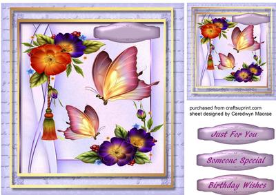 Birthday Wishes with Butterflys and Flowers 
