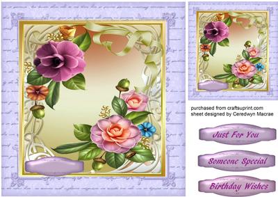 Beautiful Camellias in a Scroll Frame 