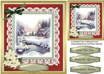 Beautiful Christmas Scene on Butterfly Lace