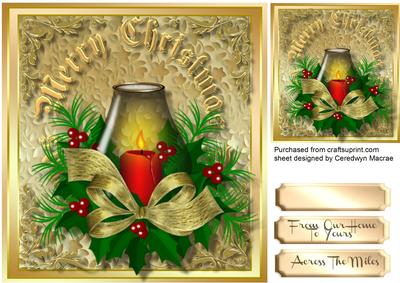 Lovely Christmas Candle ,gold, 3