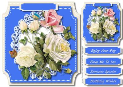 Lovely White Roses in a Shaped Card 