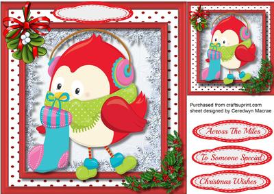 Little Birdie with His Christmas Stocking 