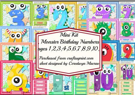 Bumper Mini Kit ,monster Birthday Numbers