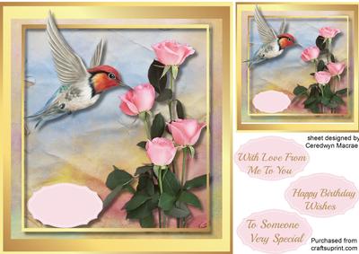 Beautiful Roses with Bee Humming Bird